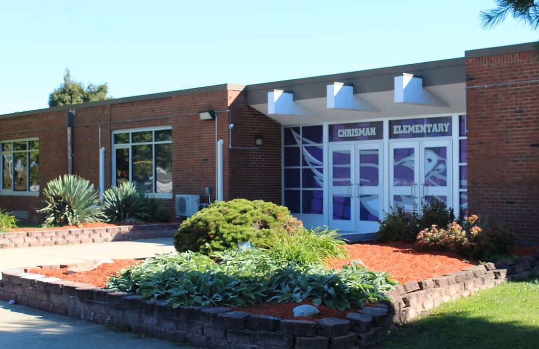 Front of the Chrisman Elementary School
